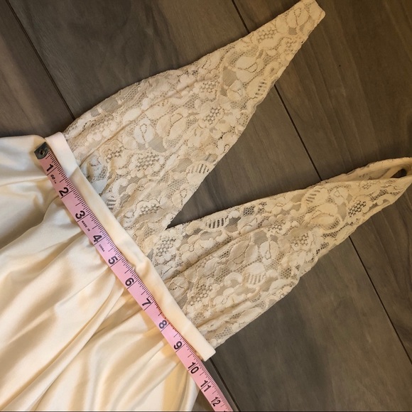 Vintage Alice Maloof Nightgown Plunge V Neck Lace Ivory Saks Fifth Avenue - Picture 8 of 10